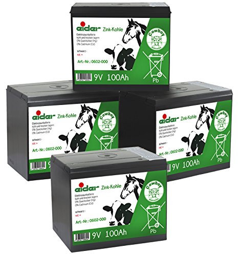 Eider Sparpack: 4X 9V-Zink-Kohle-Trockenbatterie 100 AH für Den Weidezaun - Lange Laufzeit & Günstiger Preis - für 9 Volt Weidezaungeräte
