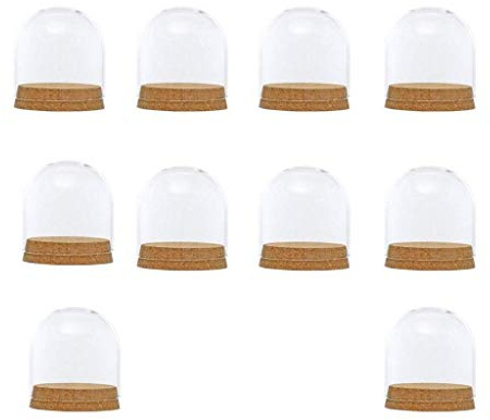 Backbayia 1 Set Décor de Table Mini Couvercle en Verre Clair Dôme Grande Cloche en Verre Décorative avec Plateau en Bois