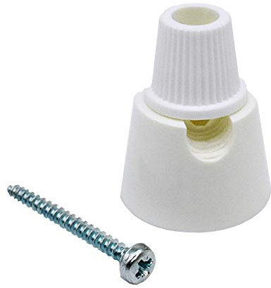 Deckenverteilernippel Weiß 24x30mm mit Schraube Zugentlaster für Pendelleuchten Affenschaukel Kabelhalter für Textilkabel