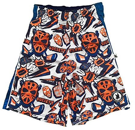 Flow Society Boys' White Hat Trick Hockey Shorts - Boys Shorts - Gym Shorts