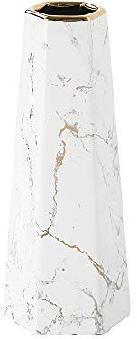 25cm Weiß Gold Marmor Vase Keramik Vasen Blumenvase Deko Dekoration