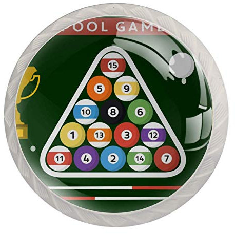 Billiard Poster Pool Hall Eight Ball Cabinet Door Knobs Handles Pulls Cupboard Handles Drawer Wardrobe 4pcs