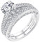 JO WISDOM Damen Ring Silber 925,Hochzeitssets,Verlobungsring Hochzeitsring Jubiläumsring Promise Ring mit 7mm 5A Zirkonia, Schmuck für Frauen