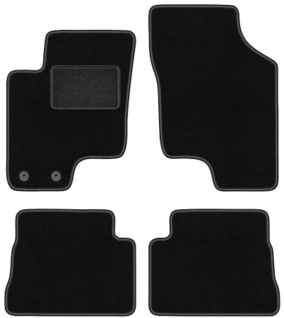Velours-Fußmatten passend für Hyundai Getz 2002-2010, Schwarz, LUX | passend für Schrägheck; Velours-Teppich (Polypropylen), ca. 6,5 mm; rutschfest, runde Befestigungen (Typ AV)