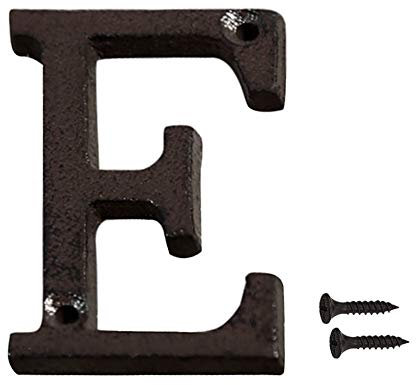 INCREWAY Cast Iron House Number, 7.5cm Black Home Address Letter Iron House Number Die Cast Letter Mailbox Letter (E)