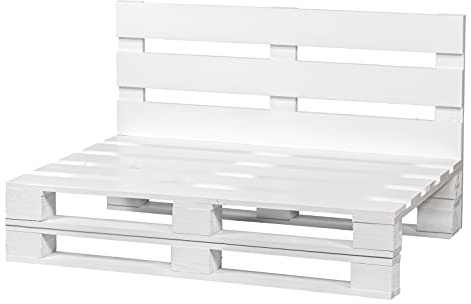 Palettensofa aus neuen Europaletten – geschliffen & gebürstet – Palettenmöbel Gartenmöbel für Terrasse, Balkon & Garten – Outdoor Lounge Sofa aus Holz – Indoor & Outdoor – 80 × 60 cm – Weiß