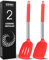 Silicone Spatula, 2 Pack Heat Resistant Slotted&Solid Spatula Set Kitchen Turner BPA Free, Non Stick Flexible Large Red Silicone Spatulas for Cooking Flipping Pressing Fish Eggs Pancakes