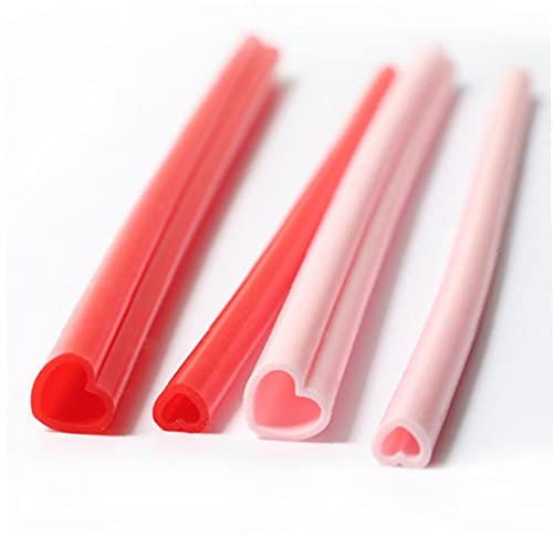 2pcs pailles en silicone, paille en forme de coeur paille de paille de paille portable paille de silicone pour la sortie de plein air, rose (L), pailles en silicone