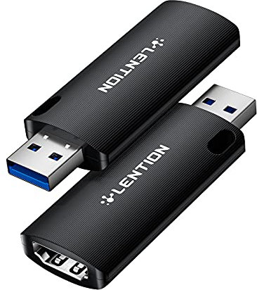 LENTION HDMI to USB Video Capture Card, 1080p Game Capture Card for Live Video Streaming, Recording, Gaming, Compatible with Windows, DSLR, PS5, YouTube, Twitch, Stable Driver Certified (V20, Black)