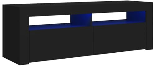 vidaXL Meuble TV avec Lumières LED, Armoire de Télévision, Meuble Télé de Salon, Armoire Basse Salle de Séjour Intérieur, Moderne, Noir