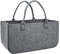 UISEBRT 4 Stück Kaminholztasche Filz, Filztaschen Shopper mit Tragegriffen, Kaminholzkorb Filztasche für Holz Kaminholz und Zeitungen, auch als Einkaufstasche, 25x25x50 cm (Hellgrau)