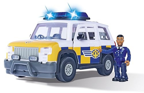 SIMBA 109251096038 Feuerwehrmann Sam Jeep Polizei Mit Figur 109251096038