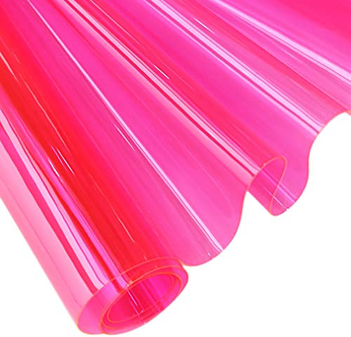 30 x 135 cm, transparentes PVC-Vinyl, 0,4 mm, Neonfarben, einfarbig, wasserdichter Stoff, super klar, verspiegelte Folienrolle für Handtaschen, Schleifen, DIY-Dekor, Rosenrot