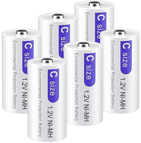 Baby C Batería 4000mah - 6 Piezas Alta Capacidad 1.2V NIMH Pilas Recargables Tipo C Batería de Bebé, Sin Efecto Memoria, Baja Autodescarga con Caja de Almacenamiento