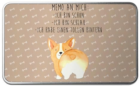 Mr. & Mrs. Panda Metalldose rechteckig Corgi Po - Geschenk, Hund, Hundeliebe, Hunderasse, Hundemotiv, Vorratsdose, Keksdose, Haustier, Blechbox,