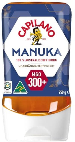 Capilano Manuka Honig | MGO 300+ | 250g | 100% australischer Honig | Unabhängig zertifiziert | Weicher Karamellgeschmack