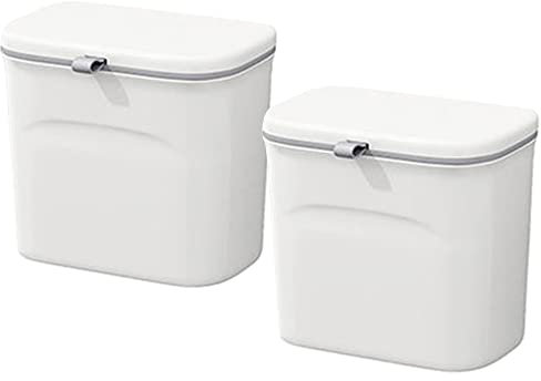 JOYBOS PK5460 Pack de 2 recogedores 16 l (8x2) multifuncionales, Papelera de Cocina montada en Pared o en Puerta, 8 litros, ABS+PP, Blanco