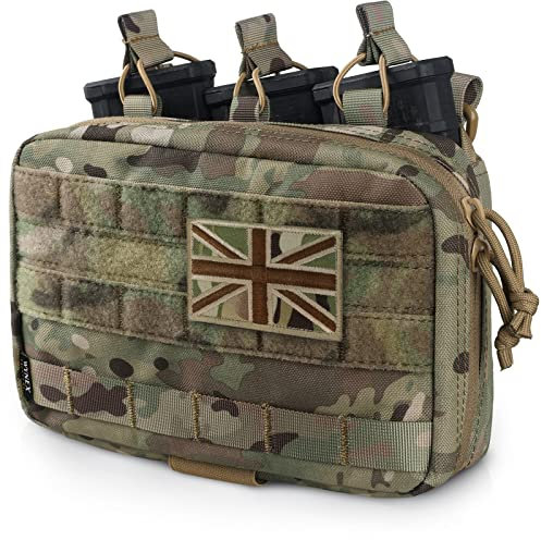 WYNEX Tactical Mag Admin Pouch, Molle Utility Tool Pouch Medical EMT Organizer with Triple Stacker Magazine Holder for M4 M16 Patch Included