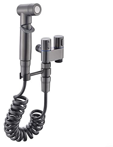 Toilet Handheld Bidet Sprayer Set,Toilet Partner Spray Gun Set out Angle Valve Faucet Toilet Spray for Personal Hygiene(Gunmetal grey)