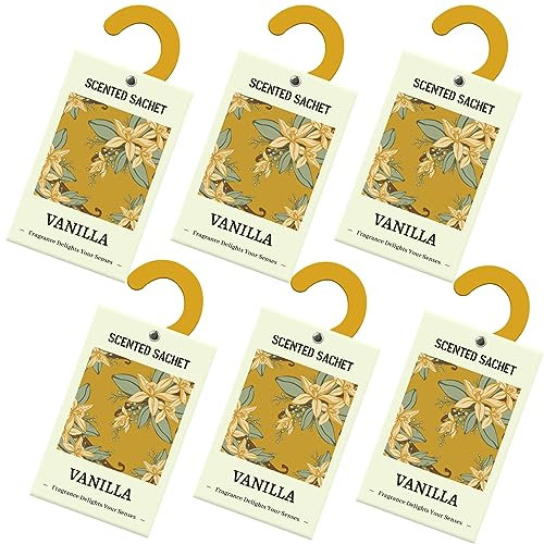 SCENTORINI Sachets Parfumés Vanille Frais avec Crochet, pour Tiroirs, Armoires, et Garde-Robes