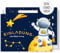 møij 12x EINLADUNGSKARTEN + passende Umschläge für Jungen & Mädchen Kindergeburtstag - galaktische Karten mit Astronaut Motiv