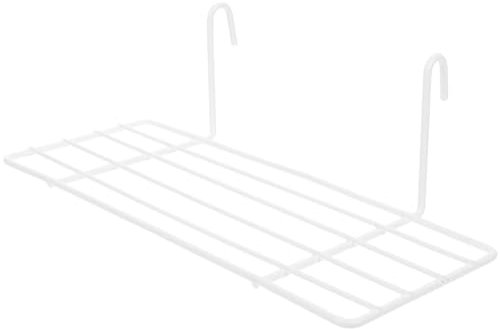 HEMOTON Metal Mesh Floating Shelves Wall Mounted Shelf White Wall Shelves Metal Grid Panel Basket Display, Hanging Basket Shelf Straight with Hook 25x10cm