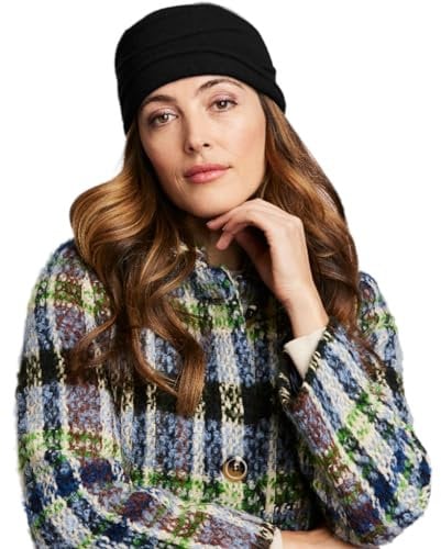 LOEVENICH Wollstirnband für Damen aus 100% Wolle mit weichem Fleecefutter - Elastisches Stirnband in One Size (Schwarz)