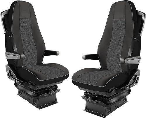 Satz Sitzbezüge Öko-Leder 1+1 Passend Für LKW Sitzauflagen Schonbezüge Passform Für LKW Volvo Fh 2016-2020 Euro 6 Grau