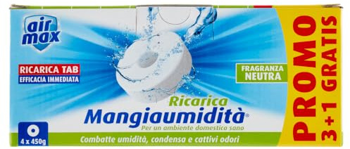La zappa Ricarica per deumidificatore Air max in pastiglia, kit da 4 pezzi da 450 grammi (Neutra)