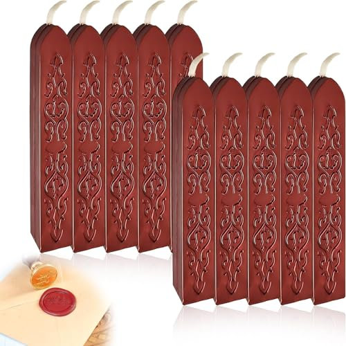 10 Stück Siegelwachs,Rotes Wachs Für Siegel,Retro Siegelwachsstäbe Mit Dochten,Siegelstempel Vintage,Siegelwachs Rot Vintage Wachs Siegel Stempel,Wachssiegel Für Umschlag/Siegelstempel/Einladungen