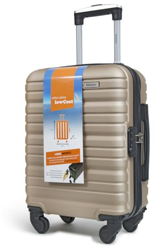 Kinston Kabinenkoffer für EasyJet mit 4 abnehmbaren Rädern - LowCost Größe - Leichtes und langlebiges Handgepäck mit schwenkbaren abnehmbaren Rädern - Champagne