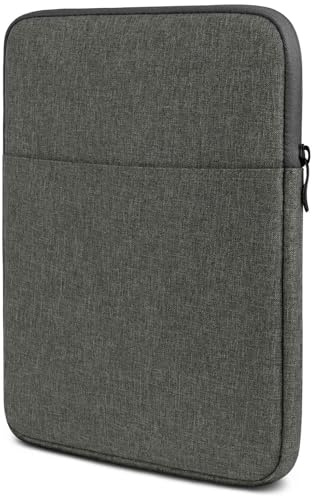 moex Tablet Hülle für Amazon FireHD10 Kids Pro 2023 Tasche mit Reißverschluss und Fach für Zubehör, Nylon Stoff Sleeve weich Gepolstert, Schutzhülle Minimalistisch Dash Case, Dunkelgrau