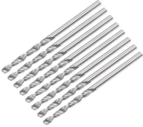 sourcing map Solid Carbide Drill Bits, 2mm C2/K20 Tungsten Carbide Jobber Drill Bits Straight Shank Drilling Tool for Stainless Steel Aluminum Iron Metal Plastic 8pcs