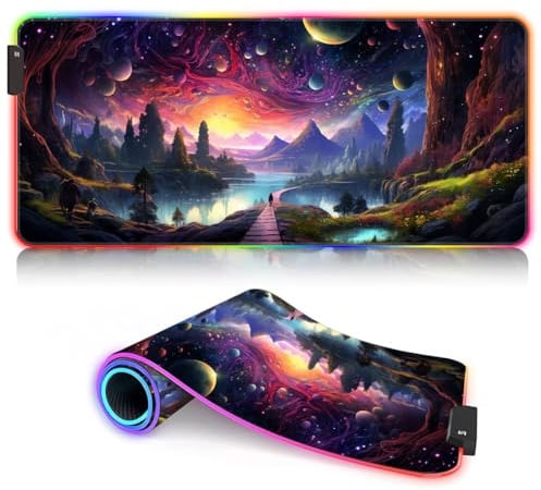 HEYCE Gaming-Mauspad Dark Valley LED XXL Erweitertes Gaming-Mauspad ROG Großes Mauspad (90 x 40 x 0,3) cm mit wasserabweisender Oberfläche zum Lernen und Spielen