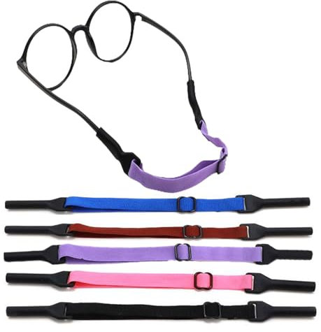 JCKD 5 Pezzi Cinturini Regolabili per Occhiali, Cinturino per Occhiali Per Adulti e Bambini, Cinghie per Occhiali Sportivi,Cinturini Antiscivolo per Occhiali per Occhiali da Sole e Occhiali Sportivi