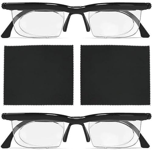 Benaewa 2 Pcs Adjustable Glasses, Prima Focus Glasses for Reading, HD Zoom Adjusting Degree for Women Men