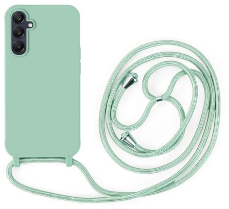 Handykette Kompatibel mit Samsung Galaxy A25 | Necklace Hülle mit Band, Handyhülle zum Umhängen | Case mit Handykordel, Stoßfeste Schutzhülle zum Umhängen Kordel | Mintgrün