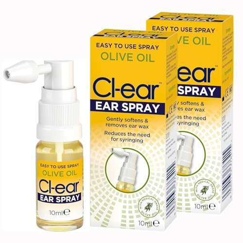 Cl-ear Olive Oil Ear Spray - Natural Ear Wax Removal, Gently Softens & Prevents Ear Wax Build-Up, Removes Ear Wax, Suitable for Adults, Elderly and Children - 20ml (2 Pack)