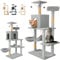 JUPPLIES Rascador para Gatos 143cm - Arbol Rascador para Gatos Estable de Varios Niveles - Arbol para Gatos de Actividades con 5 Plataformas, 3 nidos y 1 Casa para Gatos - Torre Gatos (Gris)