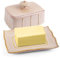 Keramik Butterdose, französische Butterdose für 250g Butter, keramische butterglocke mit Deckel, butterdose wassergekühlt, für frische und streichfähige Butter, Weihnachtsgeschenk für die Küche -Khaki