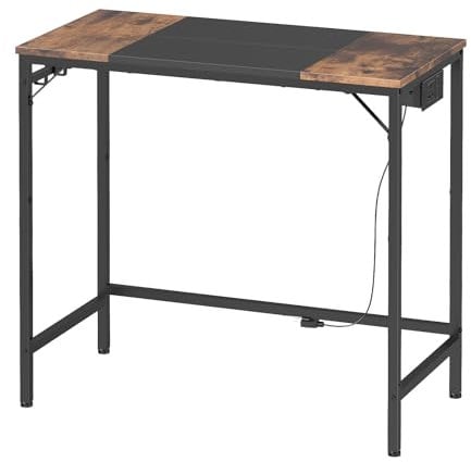 HOOBRO Computer Desk, Home Office Desk, Gaming Desk with 3 Hooks, 80 x 40 x 77 cm, Modern Study Writing Table for Study Room, Home Office, Industrial Design, Rustic Brown and Black EBF40KDN01G1