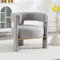 Wahson Sessel Wohnzimmer, Lounge Sessel Einzelsofa aus Leinen, Bequem Polstersessel rund, Lesesessel mit Holzfuß für Wohnzimmer/Schlafzimmer, Grau