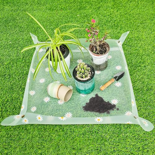 DIELOVEHUA Pflanzmatte, Umtopfmatte, wasserdichte Gartenmatte, Pflanzen Umtopfmatte,Repotting Mat, Faltbare Pflanzenmatte, für Umtopf, Sukkulenten, Sämling, 50x50cm