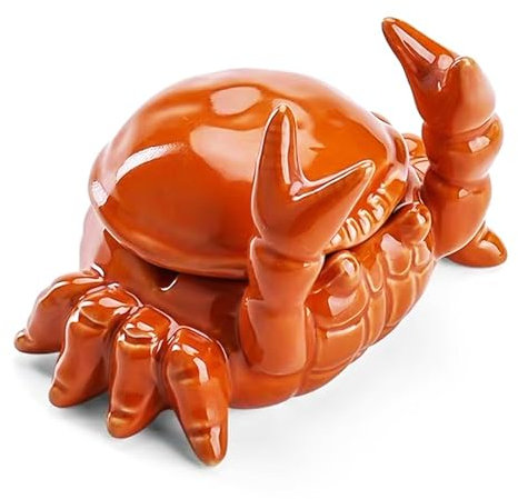 Aschenbecher mit Deckel, Krabben Aschenbecher, Aschenbecher für Draussen, Aschenbecher Keramik, Aschenbecher Lustig Ashtray, Einfachheit Zigarren Aschenbecher Dekoration für Zuhause Büro(11.5X8CM)