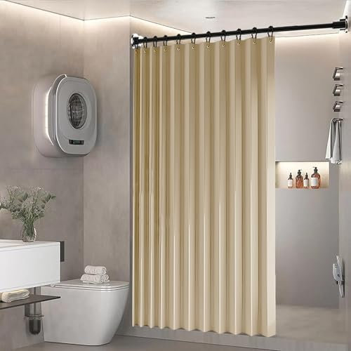 BOYOUTH Tende da doccia pieghevoli pesanti a fisarmonica, in tessuto impermeabile, divisorio plissettato, tenda da bagno per bagno, vasche da bagno, hotel, spa, beige, 140 x 200 cm