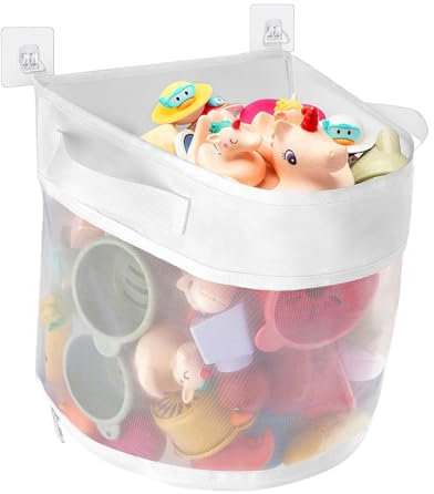 YALiya Guarda Juguetes Bañera, Bolsa Almacenamiento Juguetes Bañera con 2 Ganchos Adhesivos Fuertes, para Niños Bebés Juguetes