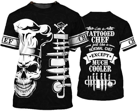 Damen/Männer 3D Allover-Druck T-Shirts O Ausschnitt Mode Kurzarm Küche Koch Uniform Kleidung Lustige Neuheit Tops für Liebhaber Unisex Sommer Chef T-Shirt