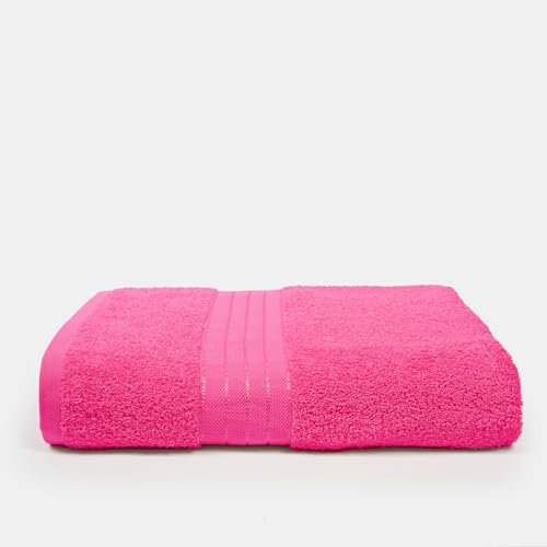 Brentfords Extra Large Bath Sheet For Bathroom, Ultra Soft 100% Cotton Absorbent Quick Dry Bath Sheet Luxury Spa Quality Towel For Beach & Gym, Bright Pink-90x150cm