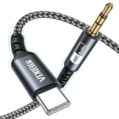 Cable USB C a Aux 2M, USB tipo C a jack de 3,5 mm, cable auxiliar de audio, duradero para iPhone 15 16, Samsung Galaxy S25 S24 S23 S22 S20, iPad, Pixel, altavoces Xiaomi