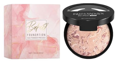 Baked Foundation for Mature Skin, Color Correcting Powder Foundation, Transfer, Long-Lasting, Bronzer Puder mit Marmorierter Textur, Konturierungspuder für Ein Strahl (4#, 1)